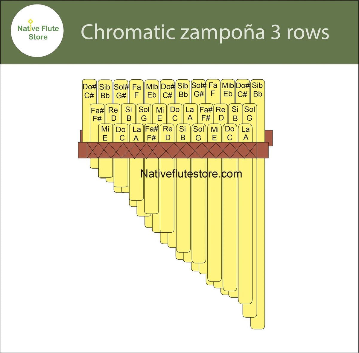 Professional Lupaca Chromatic zampoña panflute 3 rows