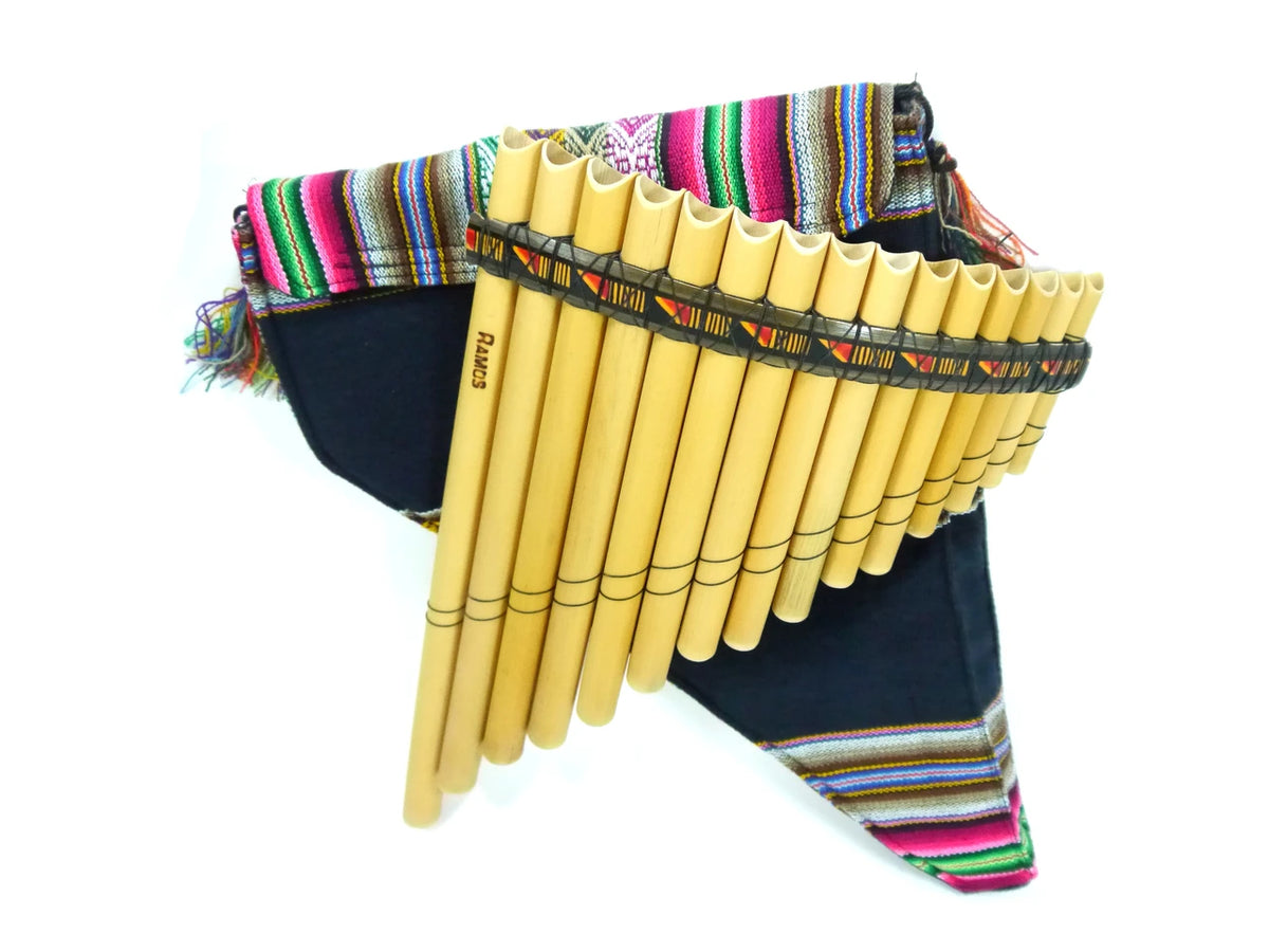 Ramos Antara Pan Flute | 15 Pipes | A Minor 440Hz | Handcrafted in Peru + Case