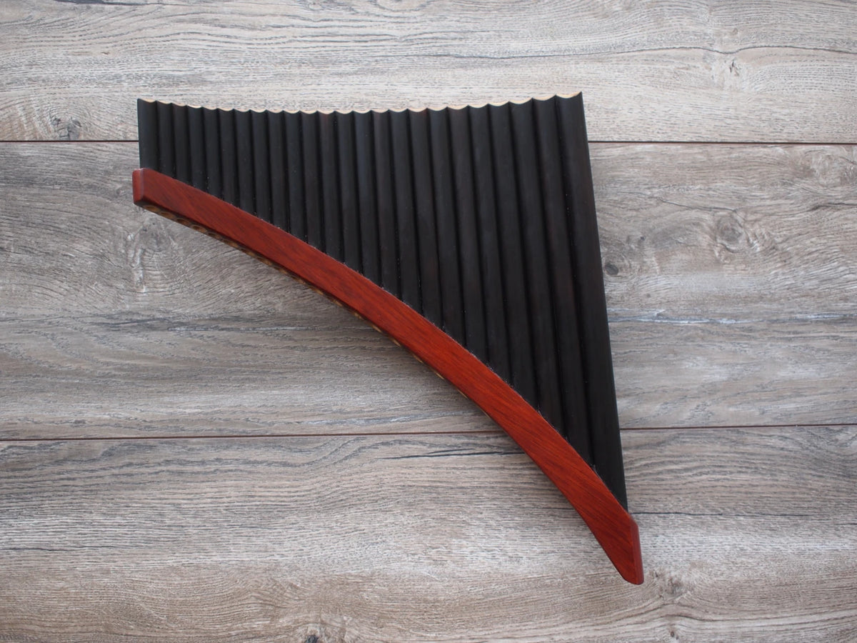 Black Professional Lupaca Pan Flute 24 Pipes Burnt Bamboo