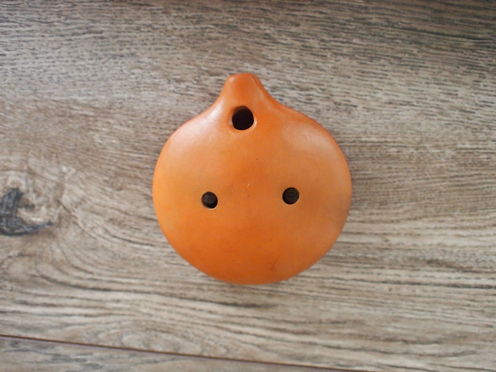 Ocarina - Orange geometric design - Inca culture - Flute